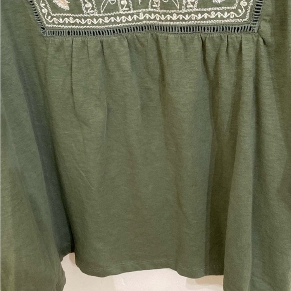 Lane Bryant Womens Embroidered Shirt 26/28 Green Jersey Knit Ladies - Picture 8 of 11